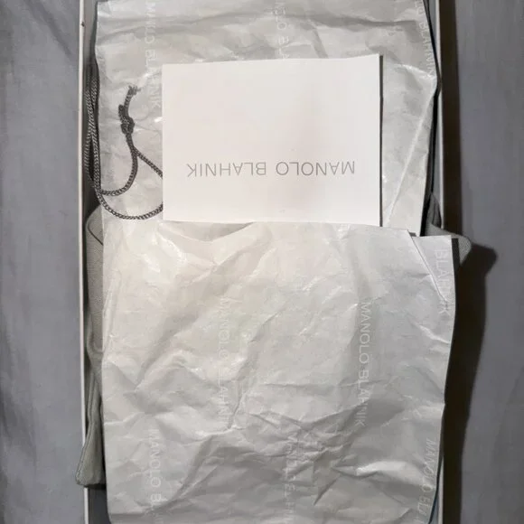 Manolo Blahnik Maysli Navy Blue Suede Buckle Slingback Pumps - Picture 4 of 7